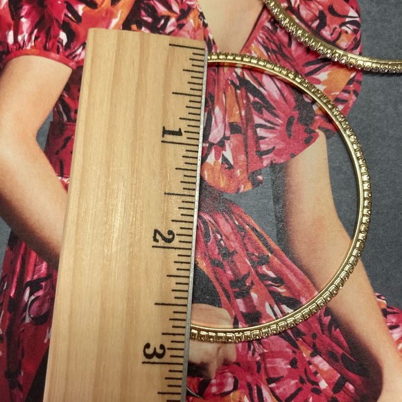 ⭐️ Gold Plated Rhinestone Big Hoop Earrings - Picture 4 of 4